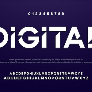 Modern abstract digital alphabet font. Minimal technology typography, Creative urban sport fashion futuristic font and with numbers.