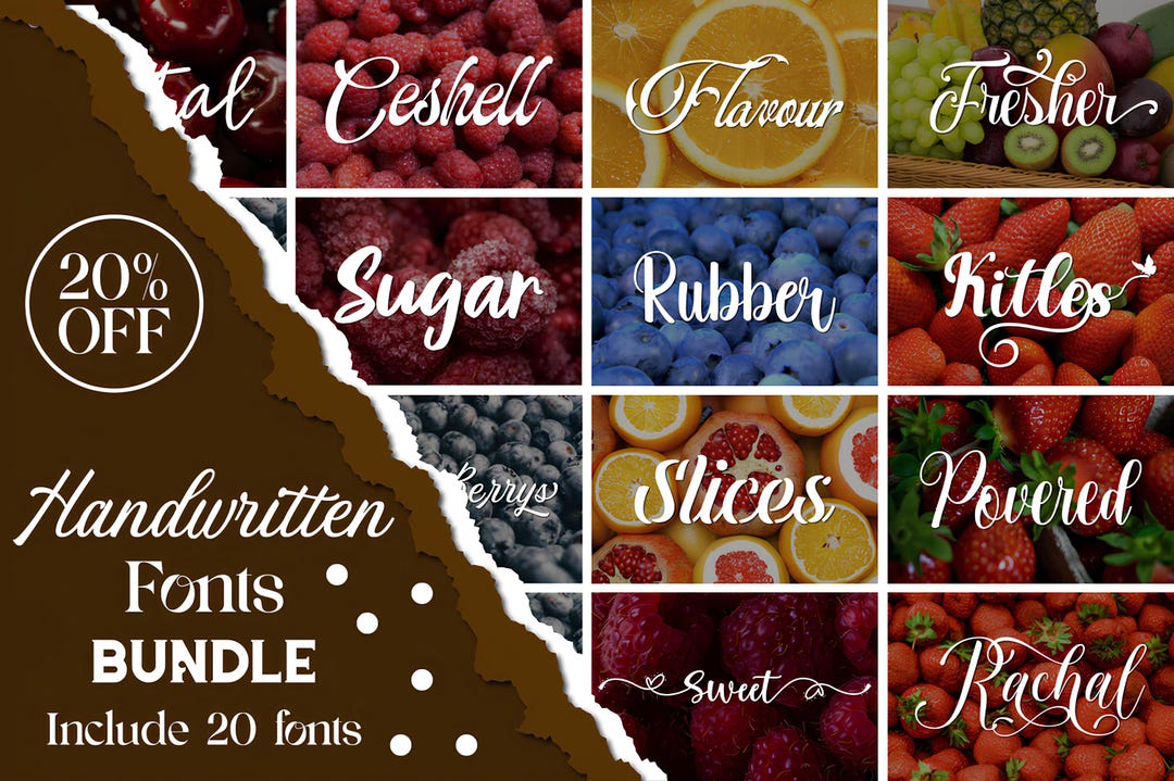 Handwritten Font Bundle: 20 Craft Fonts for Procreate, Canva (OTF, TTF ...