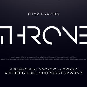 Modern abstract digital alphabet font. Minimal technology typography, Creative urban sport fashion futuristic font and with numbers.