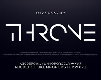 Modern abstract digital alphabet font. Minimal technology typography, Creative urban sport fashion futuristic font and with numbers.