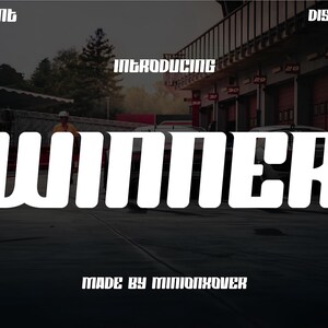WINNER - Creative modern urban alphabet fonts. Typography sport, game, technology, fashion, digital, future creative logo font.