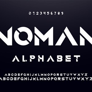 NOMAN Abstract Sci-Fi Modern Font - Font For Project, Abstract Font, Monogram Font, Futuristic Font, Minimal Font, Logo Font, Digital Font