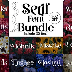 20 Serif & Elegant Font Bundle, Modern Fonts, Elegant Font, Luxury Font, Branding Font, Cricut Fonts, Canva Fonts, Logo, Serif font.