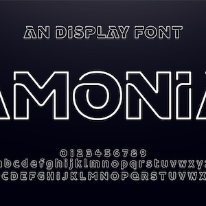 AMONIA is a Futuristic Typeface - Unique Font, Hi-Tech Font, Elegant Font, Logo Fonts, EPS Font, Font Bundle, Digital Products
