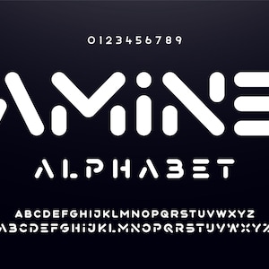 AMINE is a Futuristic Typeface - Unique Font, Hi-Tech Font, Elegant Font, Logo Fonts, EPS Font, Font Bundle, Digital Products