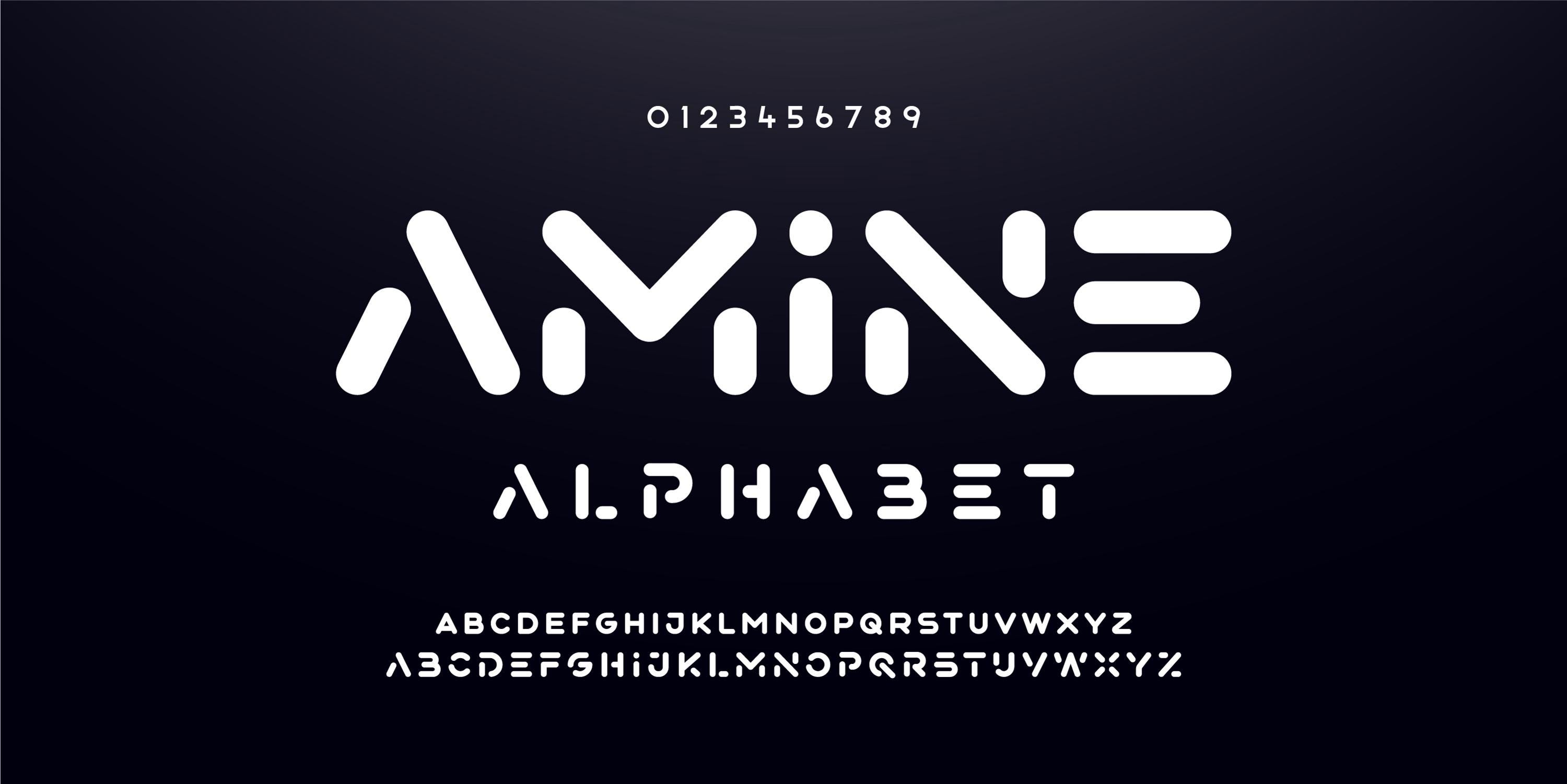 AMINE is a Futuristic Typeface - Unique Font, Hi-Tech Font, Elegant Font, Logo Fonts, EPS Font, Font Bundle, Digital Products
