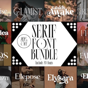 20 Serif & Elegant Font Bundle, Modern Fonts, Elegant Font, Luxury Font, Branding Font, Cricut Fonts, Canva Fonts, Logo, Serif font.