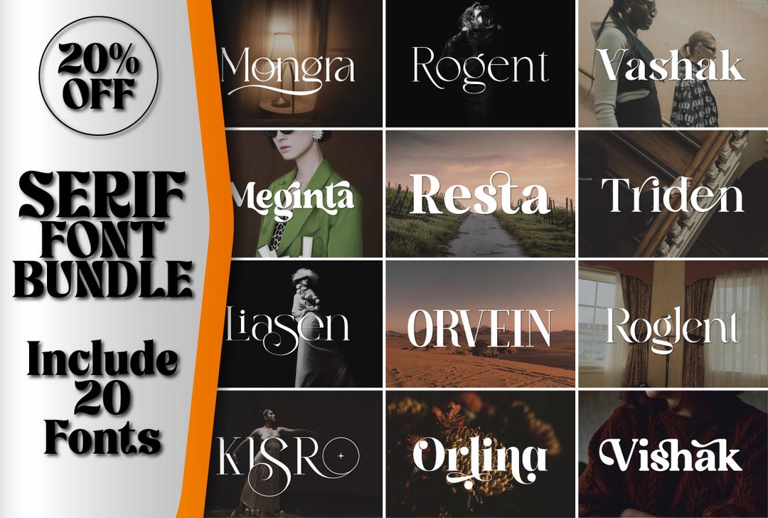 Elegant Serif and Sans Serif Bundle - Font Bundle, Retro Font, Cricut ...