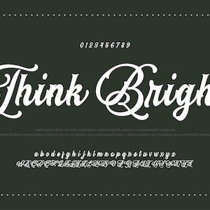 Think Bright  - Script Font, Cricut Fonts, Modern Calligraphy, Fonts for Cricut, Handwritten, Silhouette Fonts, Wedding Font, Procreate Font