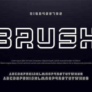 BRUSH is a Minimalist Futuristic Font Alphabet - Logo Font, Sci-fi Font, Tech Inspired Letters, High Tech Font, Innovative Font, Typo-graph