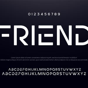 FRIEND Abstract Sci-Fi Modern Font - Font For Project, Abstract Font, Monogram Font, Futuristic Font, Minimal Font, Logo Font, Digital Font