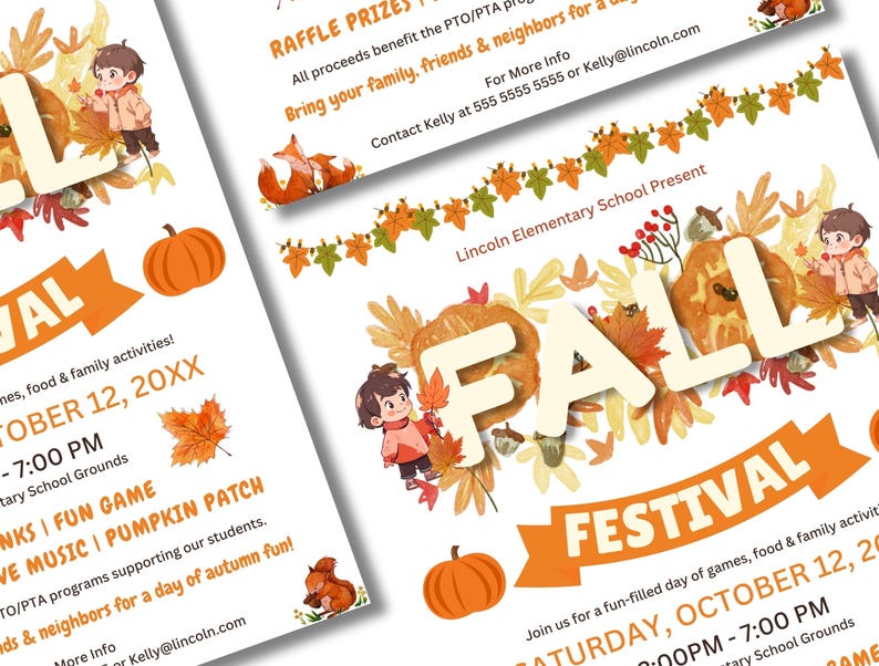 Fall Festival Flyer Template: Editable School Event PTO PTA Flyer ...