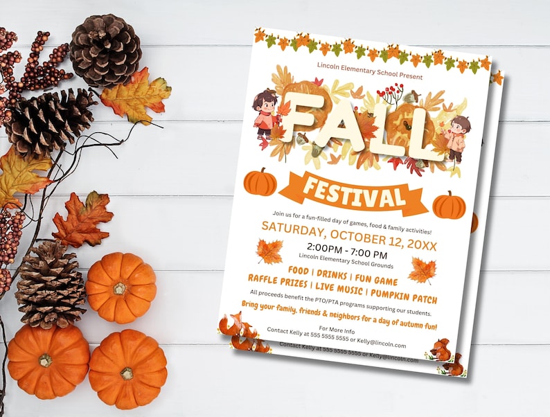 Fall Festival Flyer Template: Editable School Event PTO PTA Flyer ...