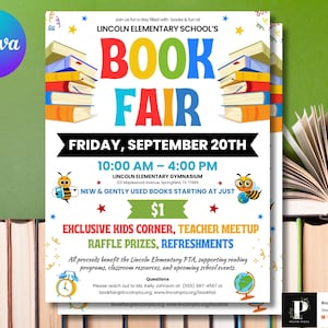 Redigerbar bokmässaflaggmall: Skolevenemangsaffisch (digital nedladdning)