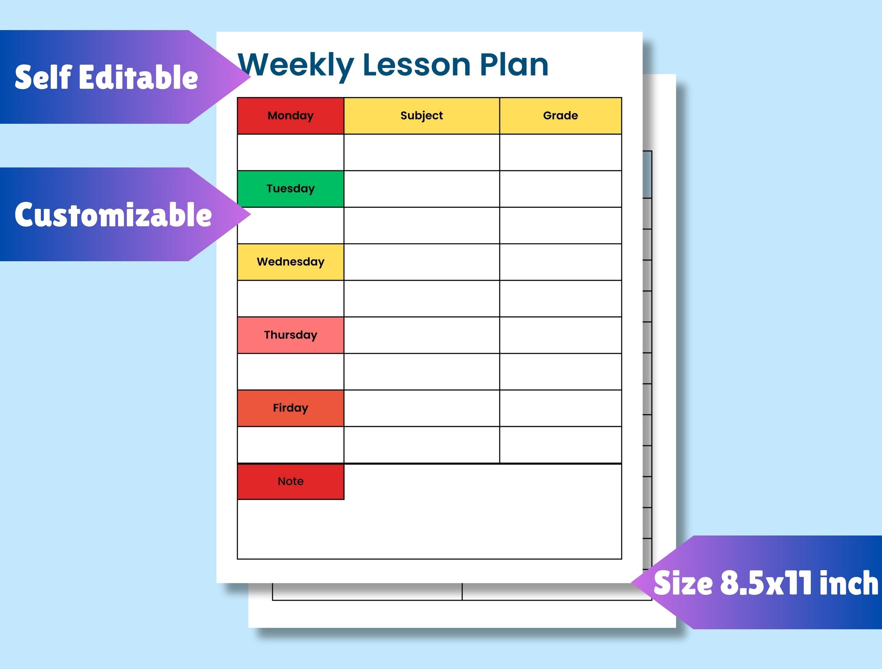 Editable Teacher Planner Template: Canva Lesson Plan Organizer ...