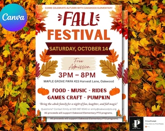 Fall Festival Flyer Template: Editable Canva Design (Digital Download)