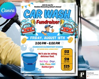 Car Wash Fundraiser Flyer Template: Editable Charity Event Poster (Canva, Instant Download)