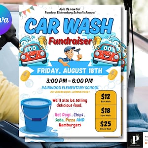 Car Wash Fundraiser Flyer Template: Editable Charity Event Poster (Canva, Instant Download)