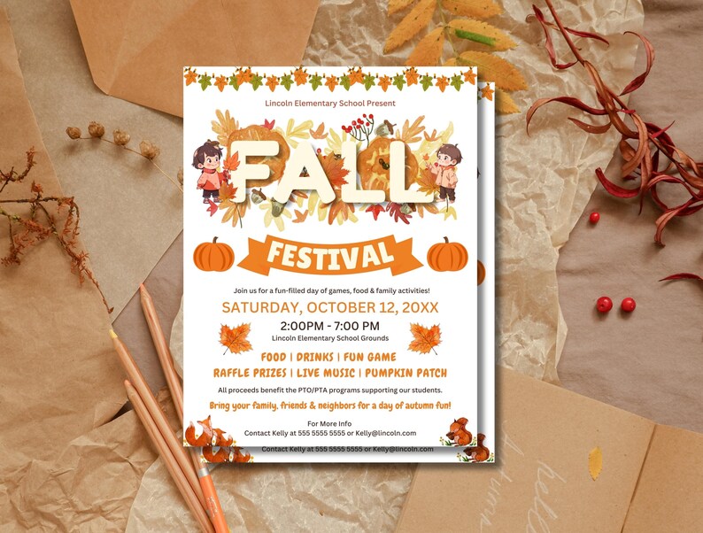 Fall Festival Flyer Template: Editable School Event PTO PTA Flyer ...