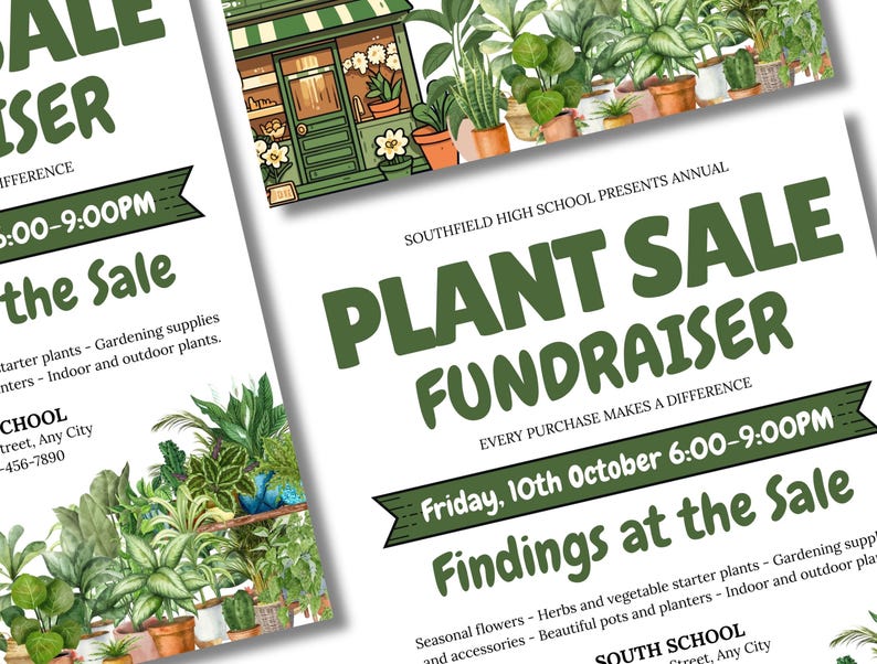 Plant Flyer Template | Editable School Fundraiser (digital Download) - Etsy