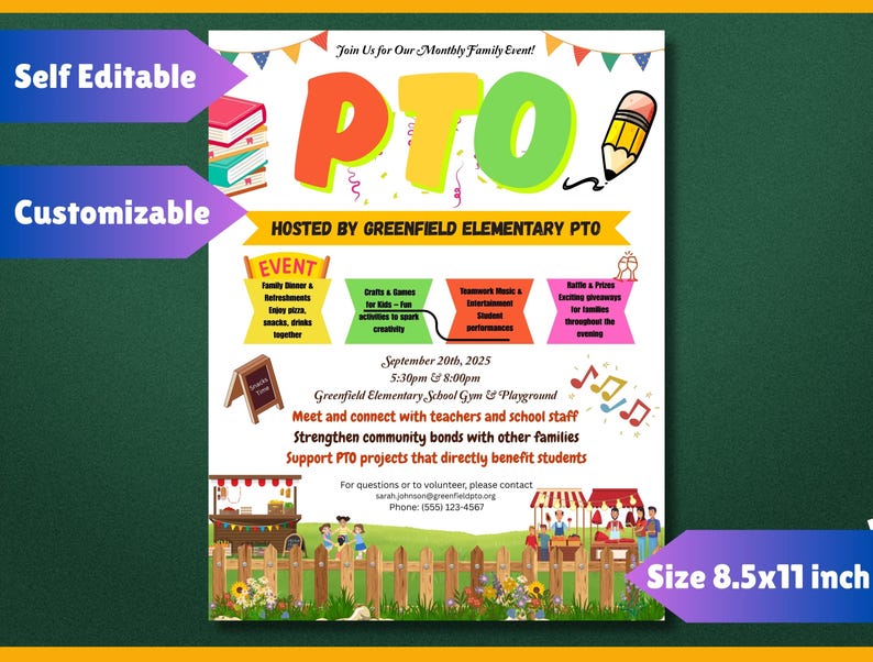 PTO Flyer Template | Printable Parent Teacher Organization Event Poster ...