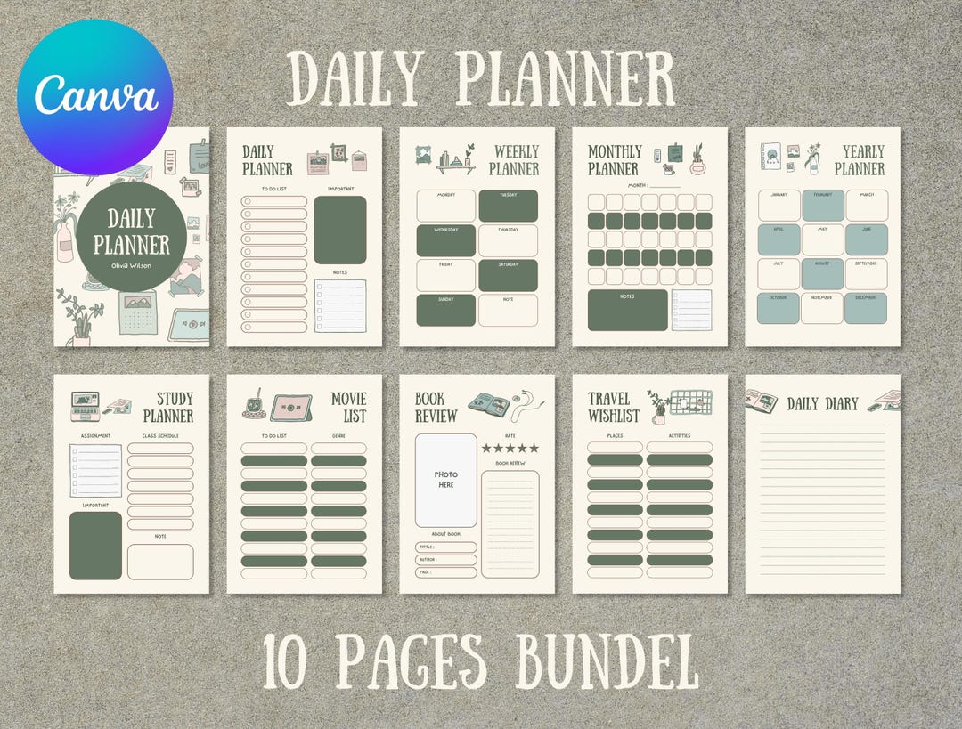 Printable Planner Bundle: Daily, Weekly, Monthly, Yearly (digital PDF ...