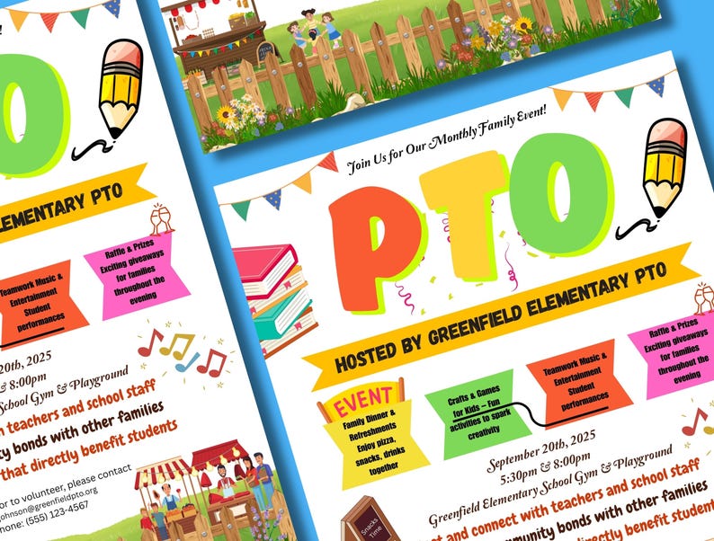 PTO Flyer Template | Printable Parent Teacher Organization Event Poster ...