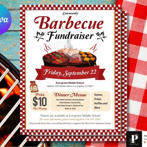 Editable BBQ Fundraiser Flyer | Printable Cookout Event Template | Instant Download School Fundraiser Invite