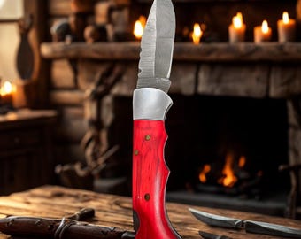 Handmade Damascus Hunting Knife | Fixed Blade Knife with Sheath | Custom Outdoor Knife | Personalized Gift for Him | Collector’s Knife