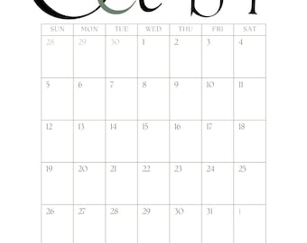 October 2025 Monthly Calendar – Elegant and Simple