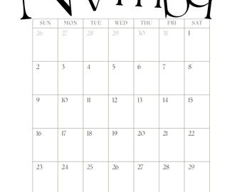 November 2025 Monthly Calendar – Sleek Modern Layout