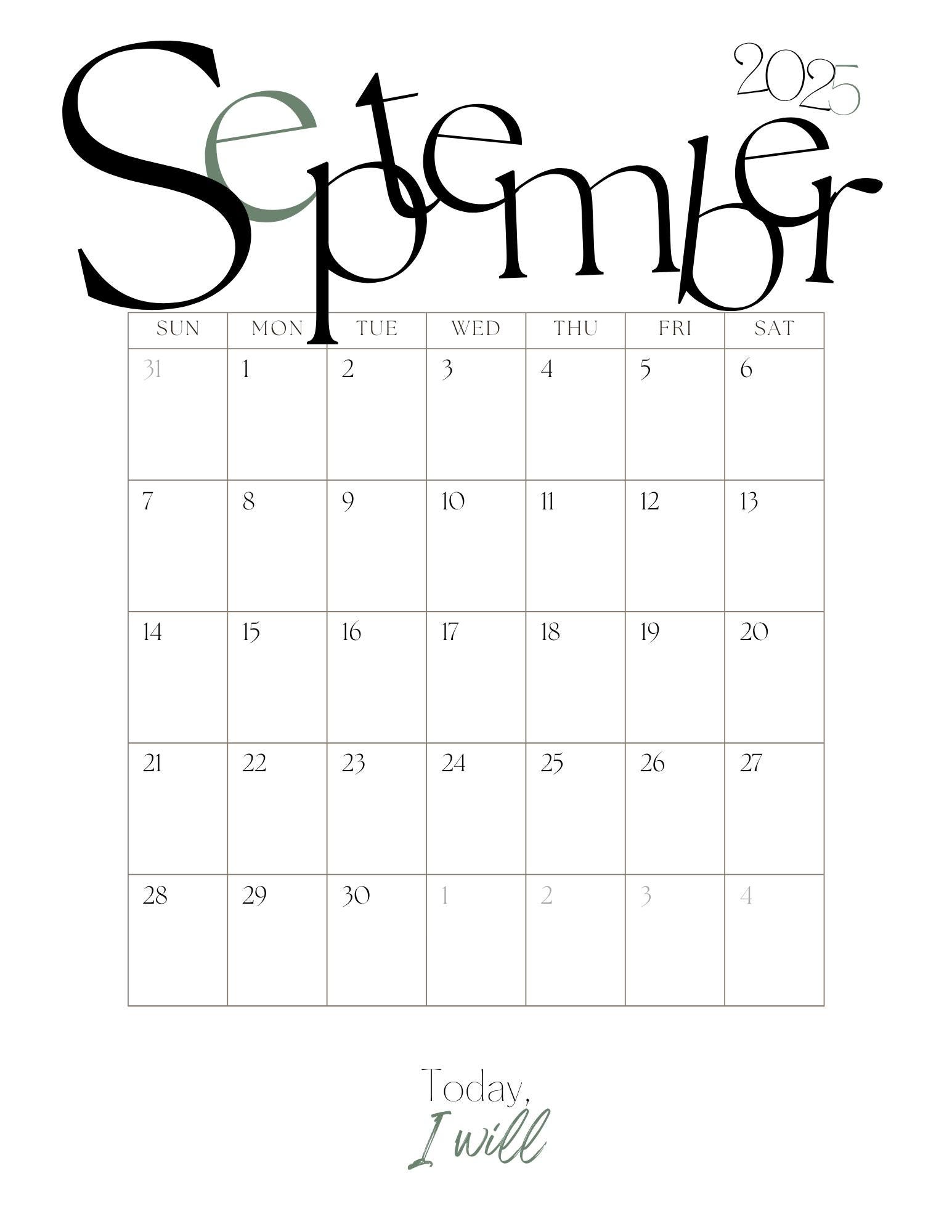 September 2025 Monthly Planner – Start Fresh Layout