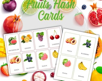 Fruit Flashcards for Toddlers | Real Photos | Preschool Learning Printable | PDF & PNG | Montessori Flash Cards