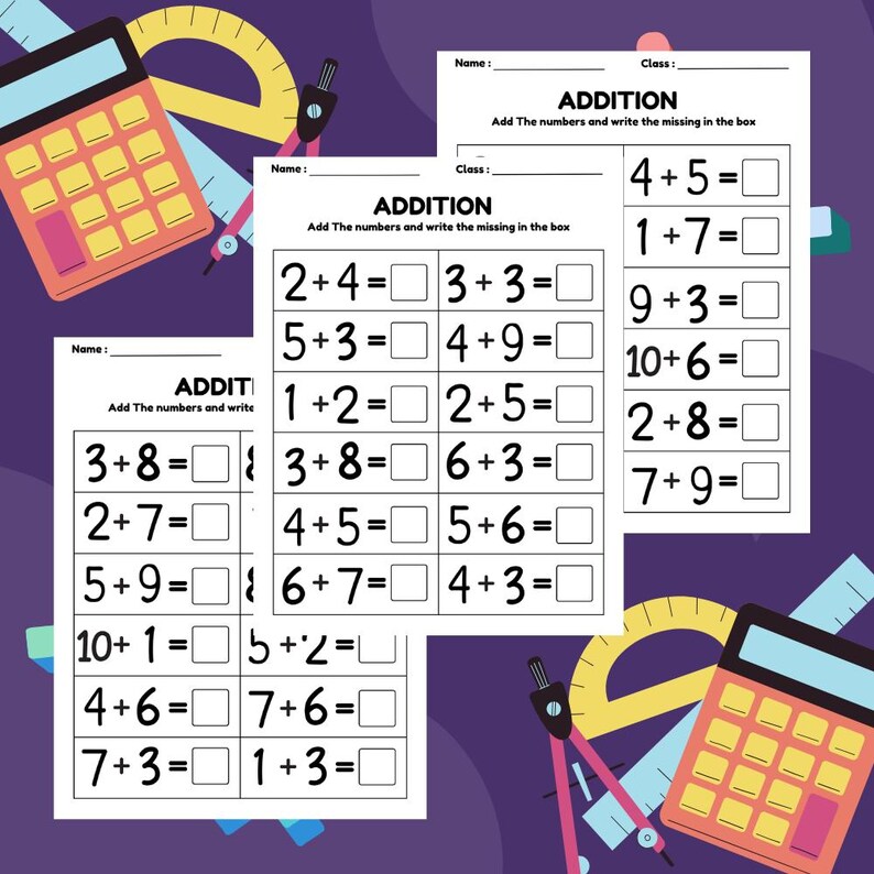 Addition Math Worksheets | Printable | Preschool & Kindergarten ...