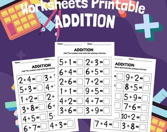 Addition Math Worksheets | Printable | Preschool & Kindergarten Learning