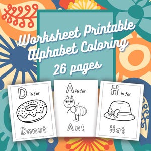 26 Alphabet Coloring Worksheets, A-Z Printable for Early Learners, for Kindergarten