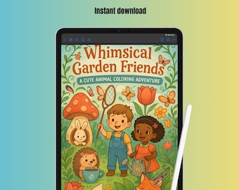 Garden Friends Coloring Book | Animal Theme, Kids Activity (Digital Download PDF)