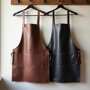 Personalized Leather Apron with Pockets BBQ, Blacksmith, Grill, Kitchen, Woodwork, Chef, Butcher, Handcraft, Gift