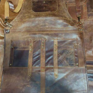 Personalized Leather Aprons with Pockets BBQ, Blacksmith, Grill, Kitchen, Woodwork, Chef, Butcher, Handcraft, Gift