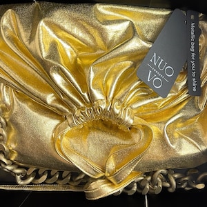 Metallic Gold Slouch Shoulder Bag – Handmade Clutch Purse for Weddings & Evening