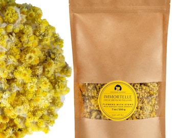 Immortelle (Helichrysum Pallasii) 7 OZ (200g) Dried Flowers with Short Stems, Loose Herbal Tea | Wild-Harvested from Armenia