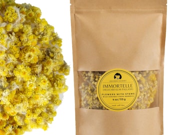 Immortelle (Helichrysum Pallasii) 4 OZ (113g) Dried Flowers with Short Stems, Loose Herbal Tea | Wild-Harvested from Armenia