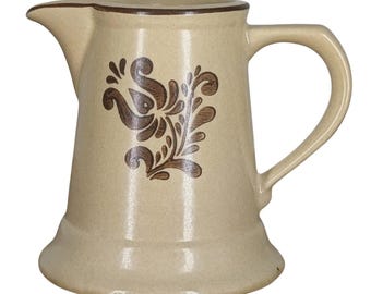 Vintage Pfaltzgraff Village Stoneware Beige Brown Creamer Pitcher USA 6 - 24