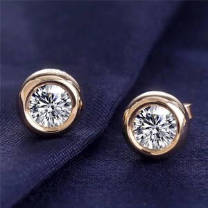 Round Cut Lab-Grown Diamond Earrings IGI Certified | 14K Solid Gold Moissanite Studs | Elegant Wedding & Anniversary Gift for Her.