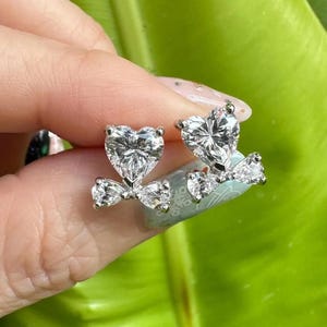 2.60CT Heart & Pear Cut Lab Grown Diamond Stud Earrings –IGI Certified, Dainty Elegant Design | 14K White Gold | Moissanite Option Available