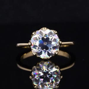 2 CT Old European Cut Solitaire Lab Grown Diamond Ring – 14K Gold Engagement or Anniversary Gift for Her, Moissanite Option.