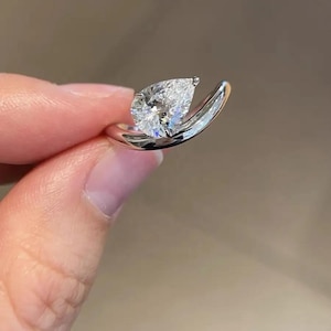 Pear Cut Lab-Grown Diamond Solitaire Ring IGI Certified | 14K Yellow Gold Moissanite Engagement & Wedding Gift for Her | Anniversary Jewelry