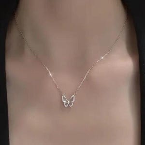 Round Cut Lab Grown Diamond Butterfly Pendant with Chain | Moissanite or Diamond Option | 14K Gold Necklace for Girls & Women | Cute Gift