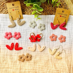 Polymer clay flower tassels for interchangeable stainless steel hoop earrings for women