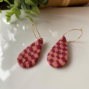Polymer Clay Teardrop Tassels with Interchangeable Stainless Steel Hoops for Women